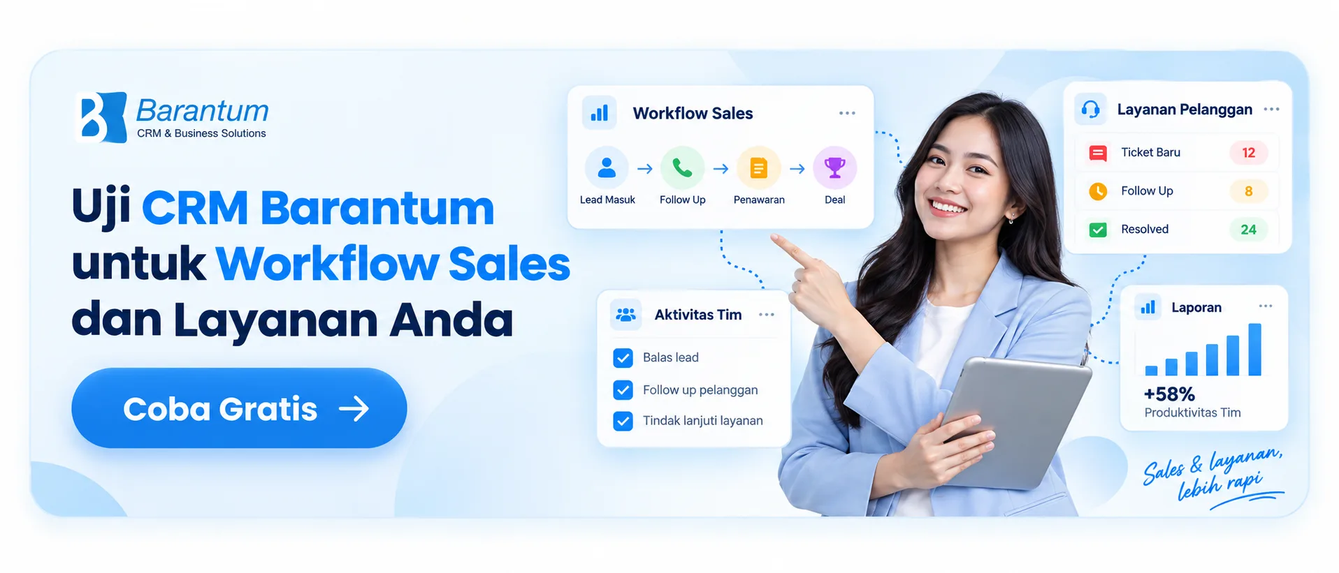 Uji CRM Barantum untuk Workflow Sales dan Layanan Anda Uji CRM Barantum untuk Workflow Sales dan Layanan Anda